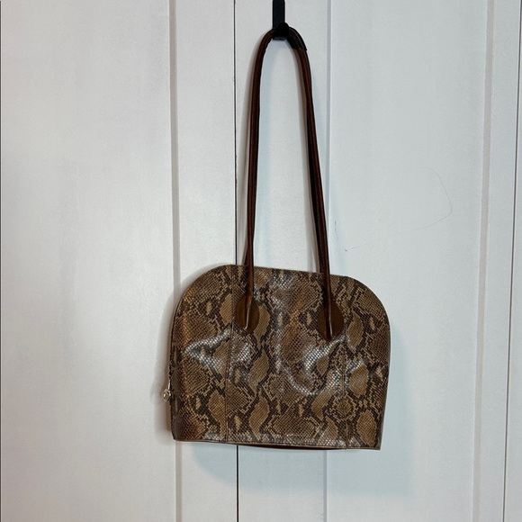 Due Fratelli Handbags - Vintage Due Fratelli Brown Python Snake Print Leather Bag Made in Canada